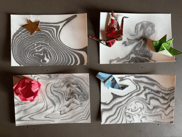 Creating Cards with Japanese sumi (black ink) marbling and Origami with Naoko Kamioka (Aug 7) - on Thursday