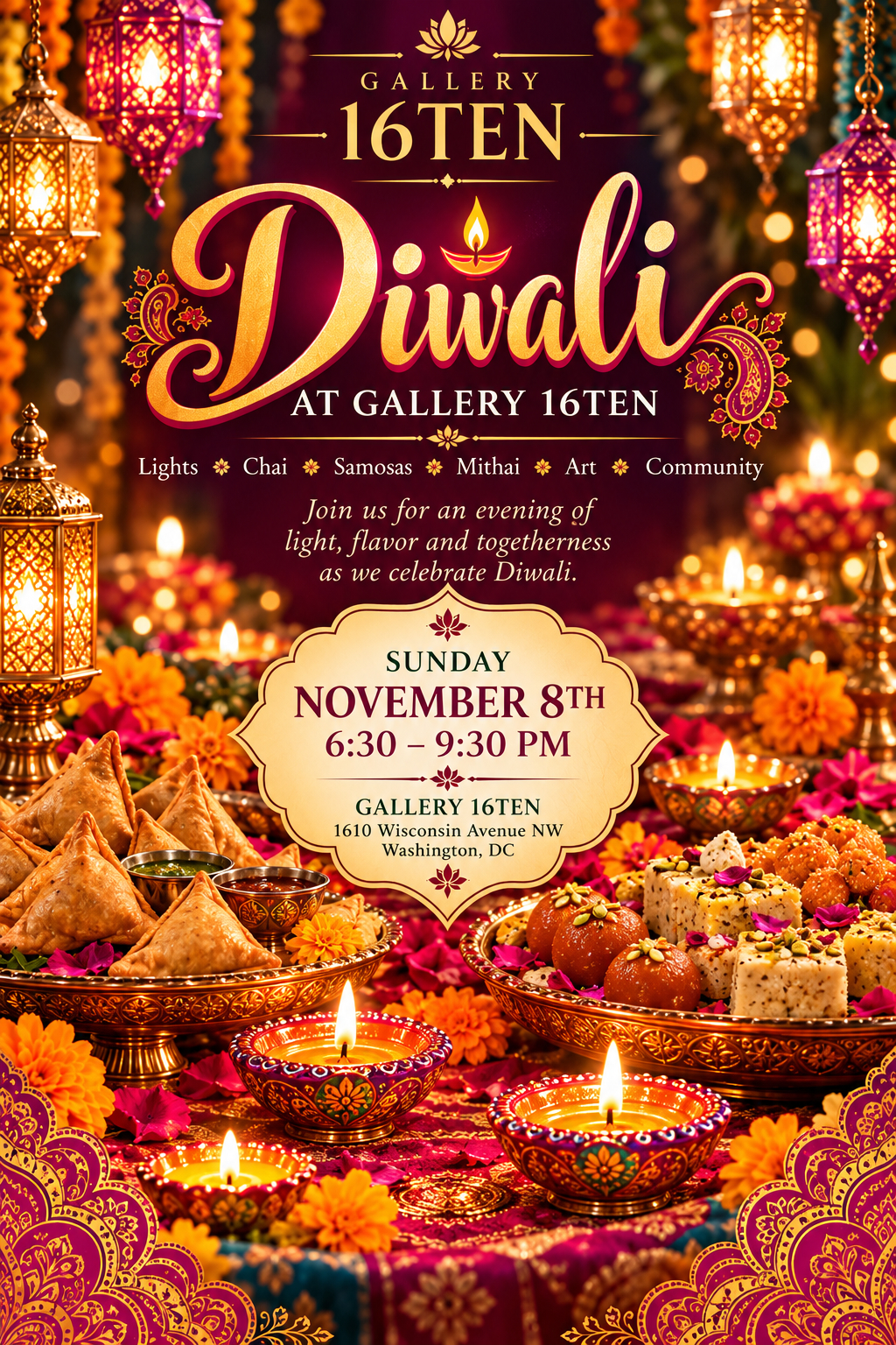 Diwali Celebration – A Festival of Lights, Food and Togetherness with Rani Soudagar (Nov 8) - on Sunday