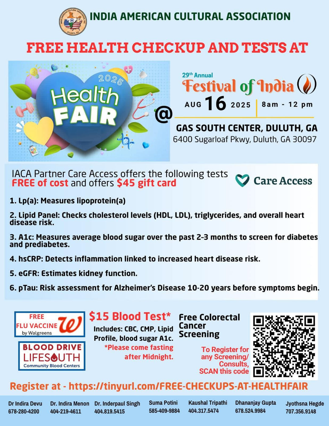 IACA Festival of India - Health Fair Registration