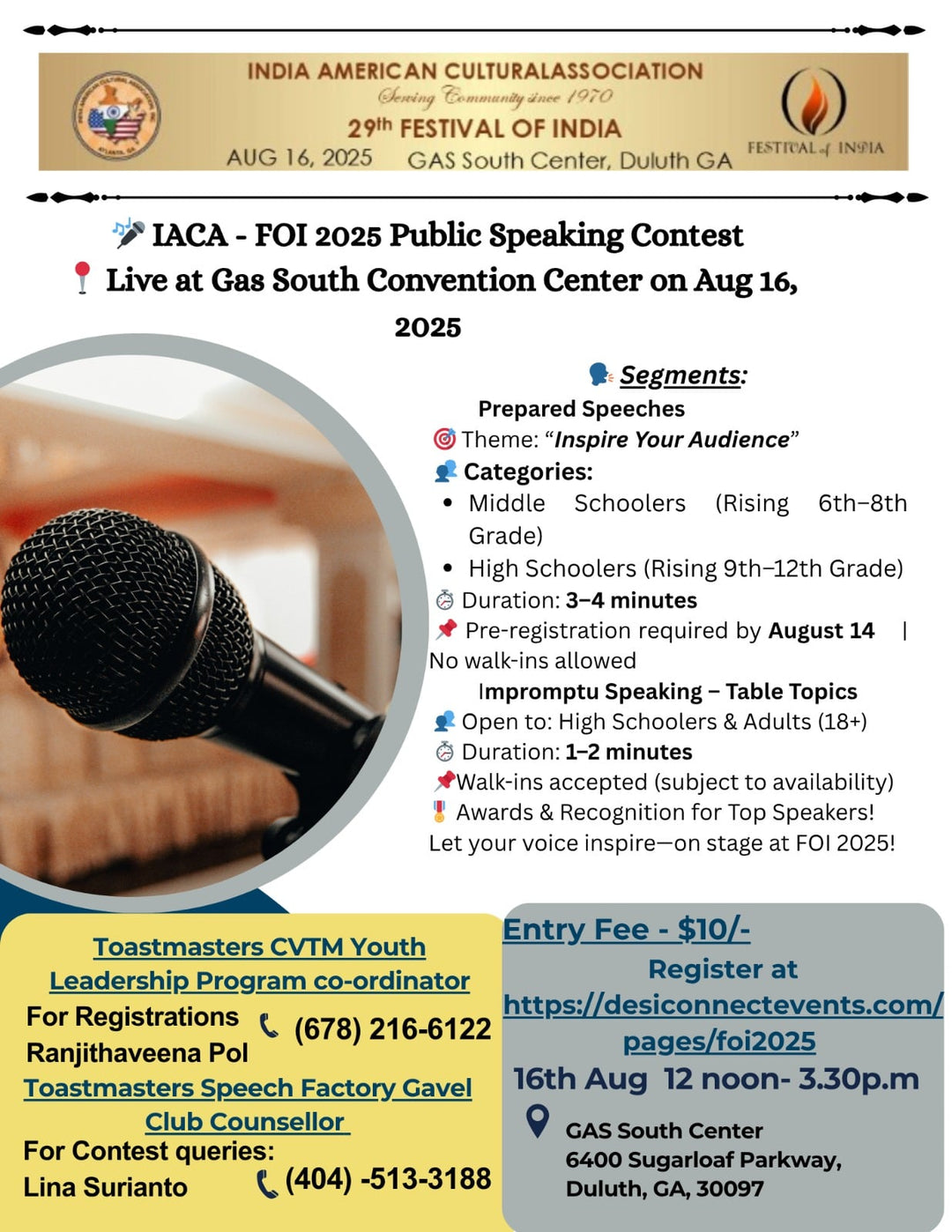 IACA Festival of India - Public Speaking Contest
